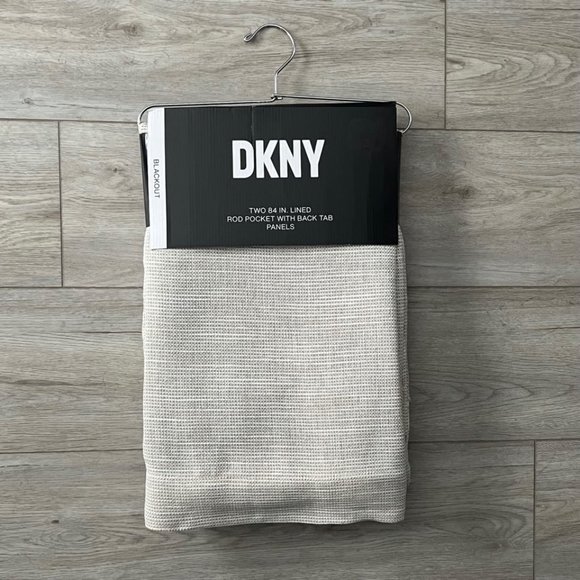 DKNY 50 x 84 Bennett Lined Blackout Beige Window Curtains 2 Rod Pocket Back Tab